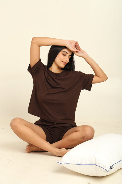 Uncuvr Coffee Rush Bamboo Sleepwear Shorts Set: Relax in Eco-Friendly Comfort